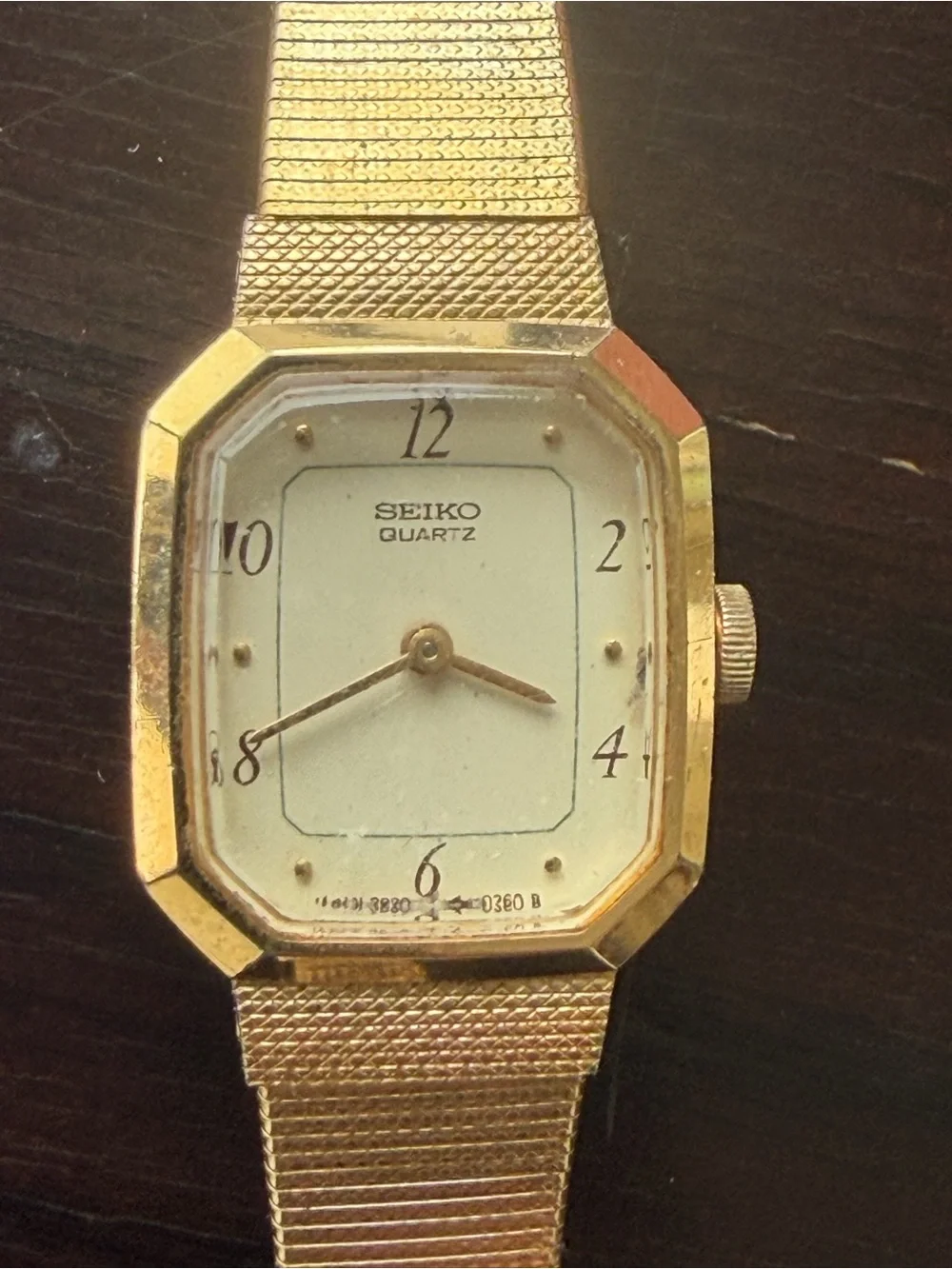 Seiko Gold Tone Octagonal Dress Watch with Cream Dial